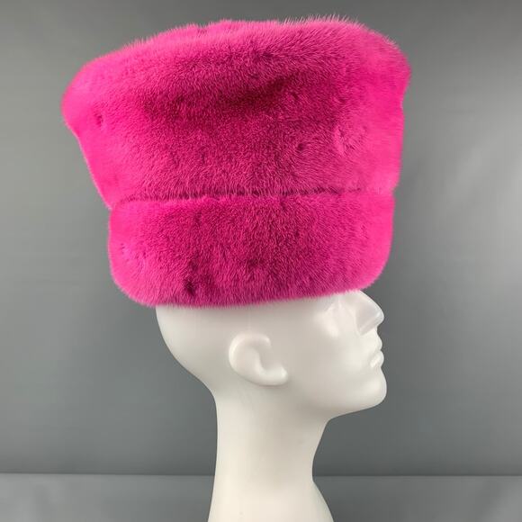 SUZANNE Pink Textured Mink Fur Couture Millinery Hat main image 5
